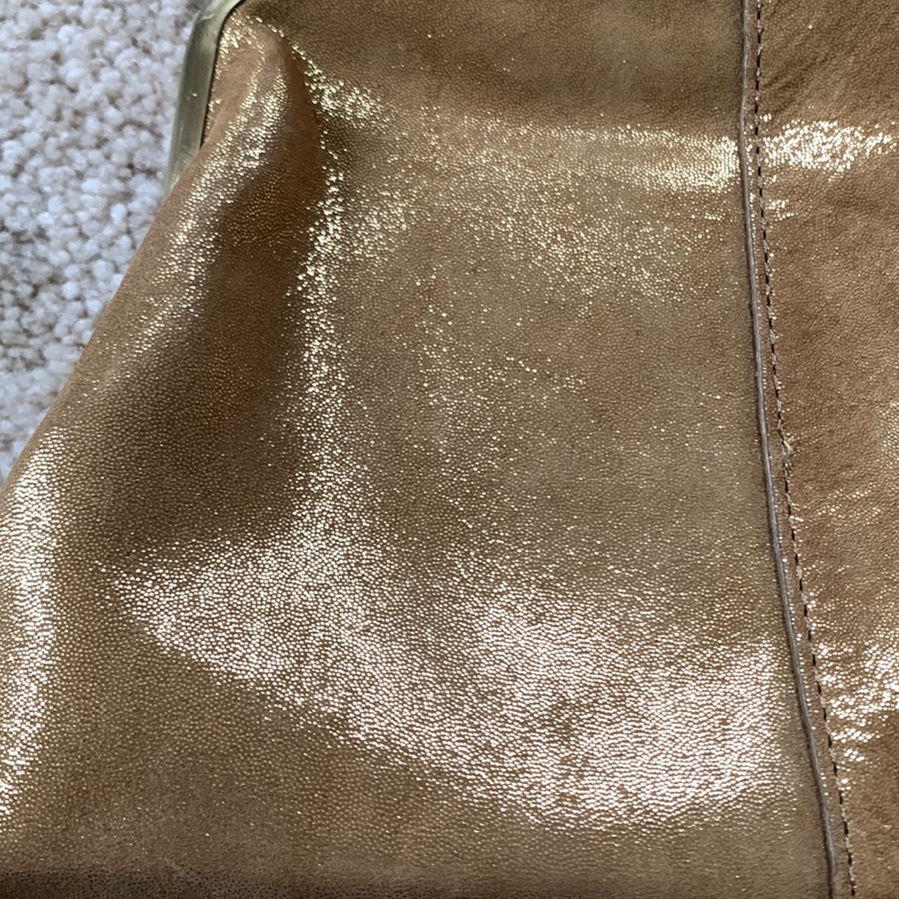 Gold Patent Leather Crossbody Bag - Women's Shoulder Purse - Picture 2 of 10